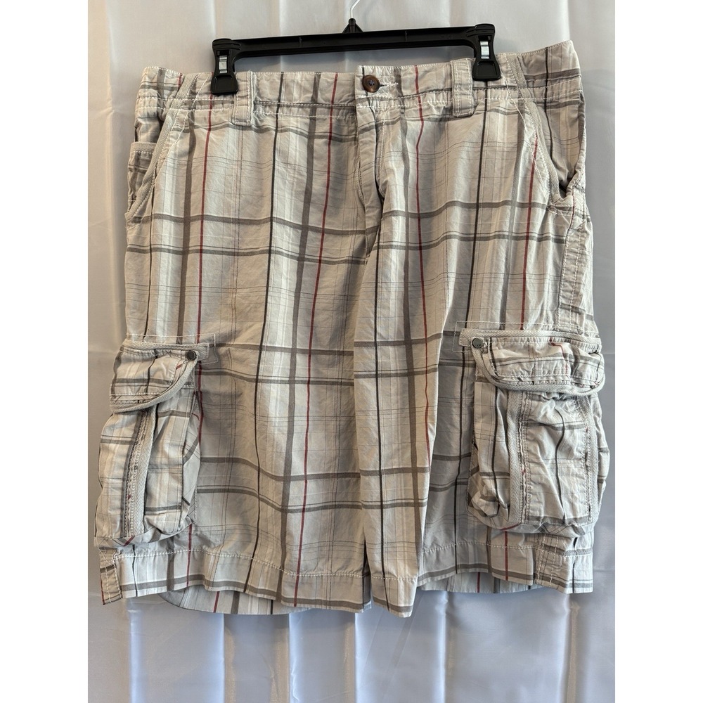 BKE By‎ Buckle Shorts Mens 34 Tan Sand Plaid Cargo Pockets Casual Outdoor